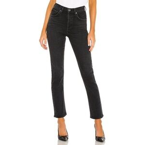 Agolde jeans Riley Black High Rise Straight denim luxury minimalist sz 25